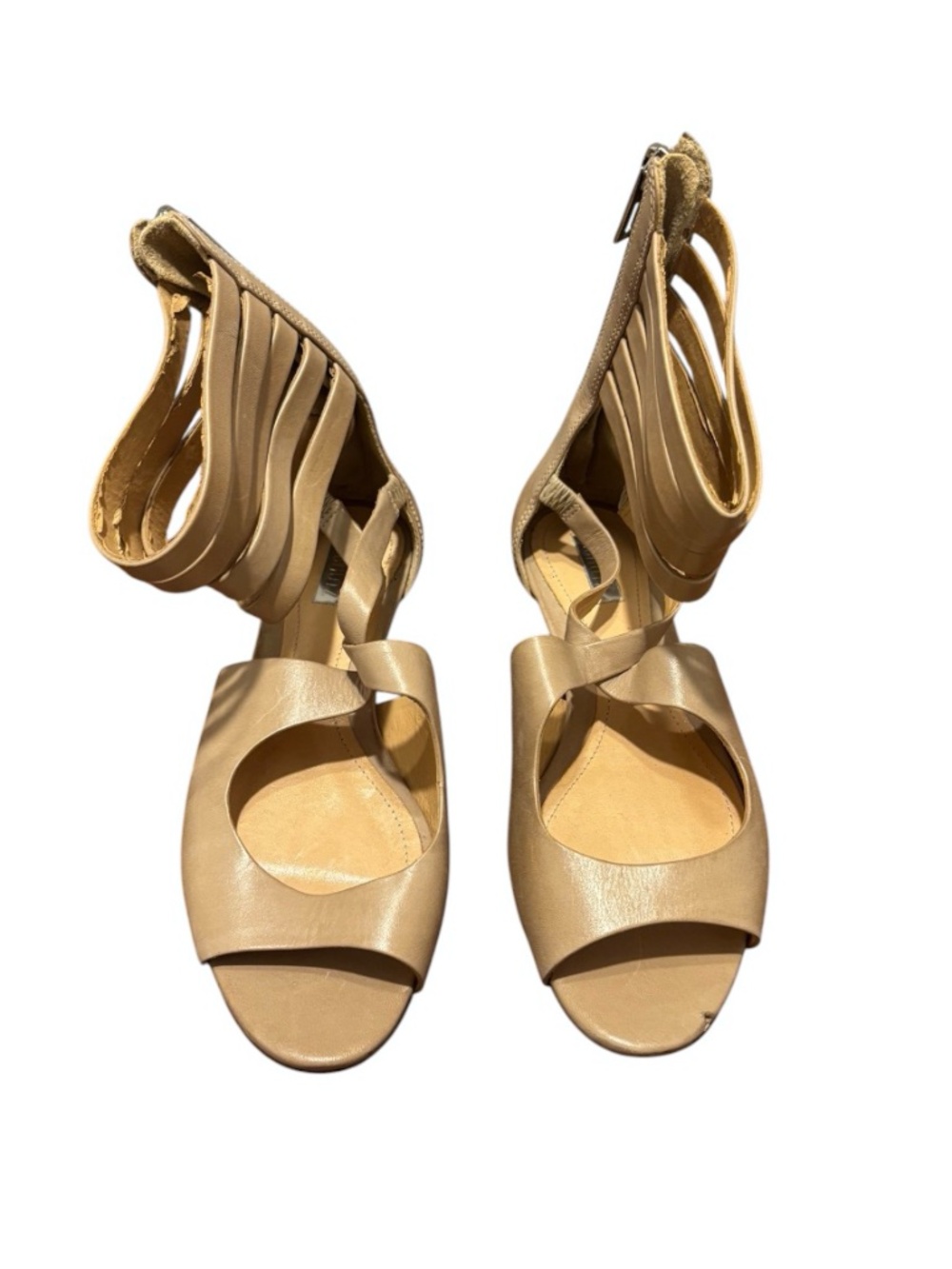 Schutz WOmen's Open Toe Leather Gladiator Sandal Beige Size 5B